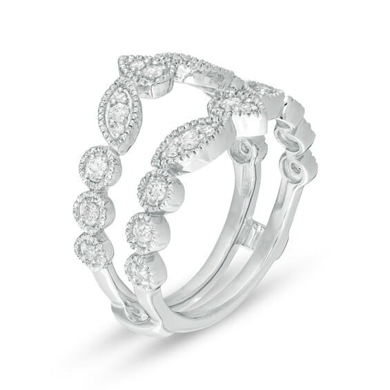 1/3 CT. T.w. Diamond Art Deco Solitaire Enhancer in 10K White Gold