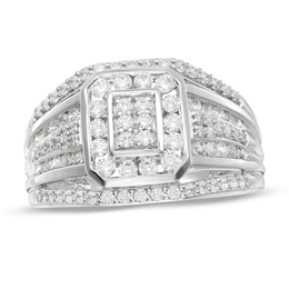 1 CT. T.W. Composite Diamond Multi-Row Ring in 10K White Gold