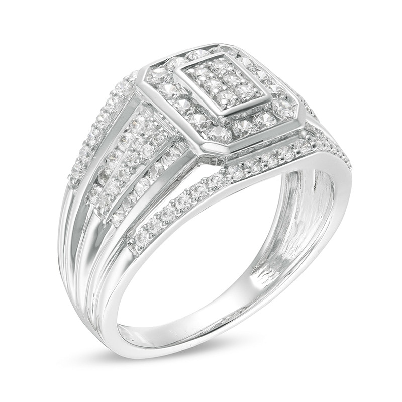 Main Image 3 of 1 CT. T.W. Composite Diamond Multi-Row Ring in 10K White Gold