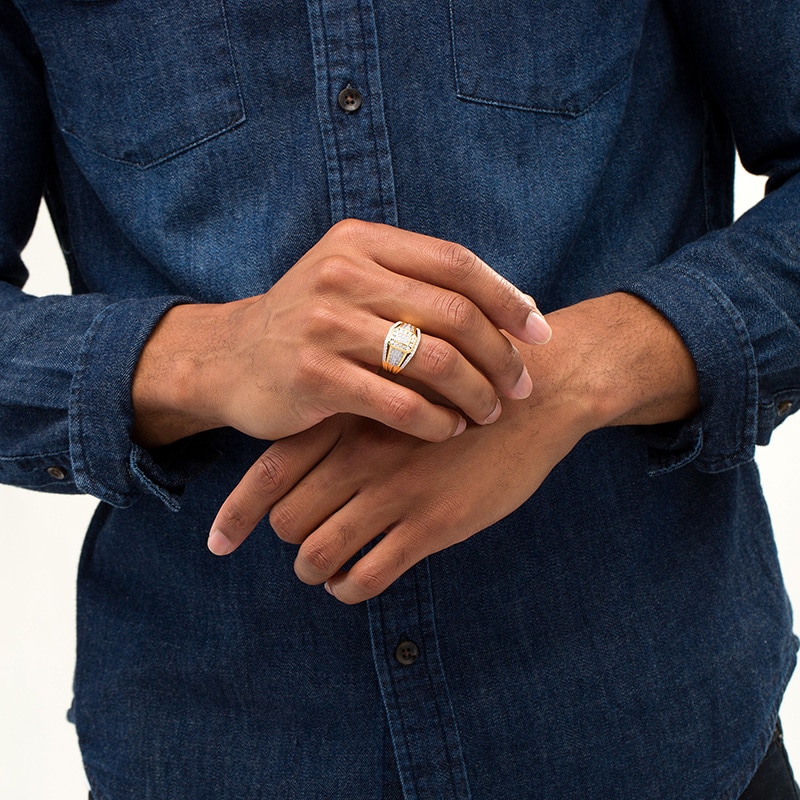 Main Image 2 of 1 CT. T.W. Composite Diamond Multi-Row Ring in 10K Gold