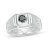 Thumbnail Image 0 of Men's 1/4 CT. Black Diamond Solitaire Square Top Signet Ring in Sterling Silver