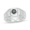 Thumbnail Image 1 of Men's 1/4 CT. Black Diamond Solitaire Square Top Signet Ring in Sterling Silver