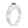 Thumbnail Image 2 of Men's 1/4 CT. Black Diamond Solitaire Square Top Signet Ring in Sterling Silver