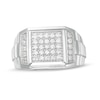 Men's 1/2 CT. T.W. Square Composite Diamond Ribbed Shank Ring in Sterling Silver