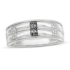 Thumbnail Image 0 of Men's 1/20 CT. T.W. Enhanced Black and White Diamond Double Row Milgrain Ring in Sterling Silver