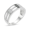 Thumbnail Image 2 of Men's 1/20 CT. T.W. Enhanced Black and White Diamond Double Row Milgrain Ring in Sterling Silver