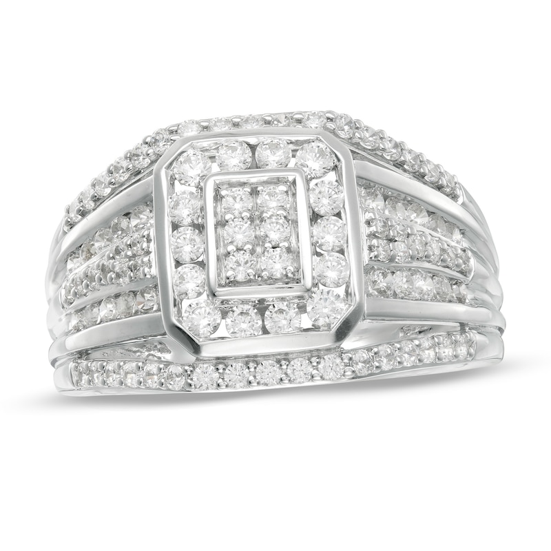 Men's 1 CT. T.W. Composite Diamond Multi-Row Ring in 10K White Gold