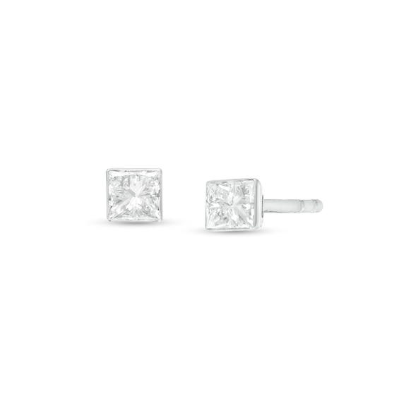 1/5 CT. T.w. Princess-Cut Diamond Solitaire Stud Earrings in 14K White Gold