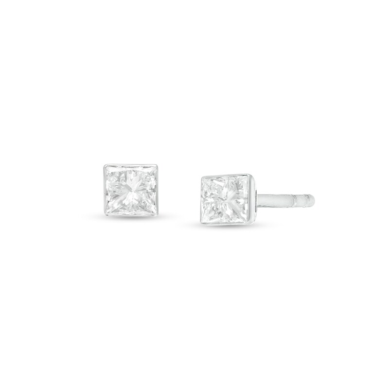 Main Image 1 of 1/5 CT. T.W. Princess-Cut Diamond Solitaire Stud Earrings in 14K White Gold