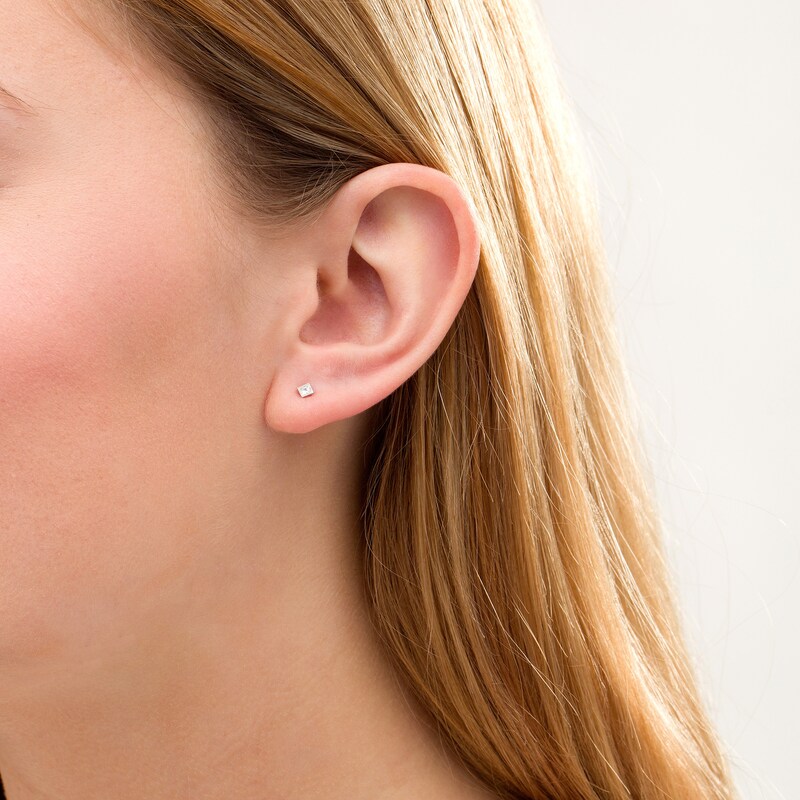 Main Image 2 of 1/5 CT. T.W. Princess-Cut Diamond Solitaire Stud Earrings in 14K White Gold