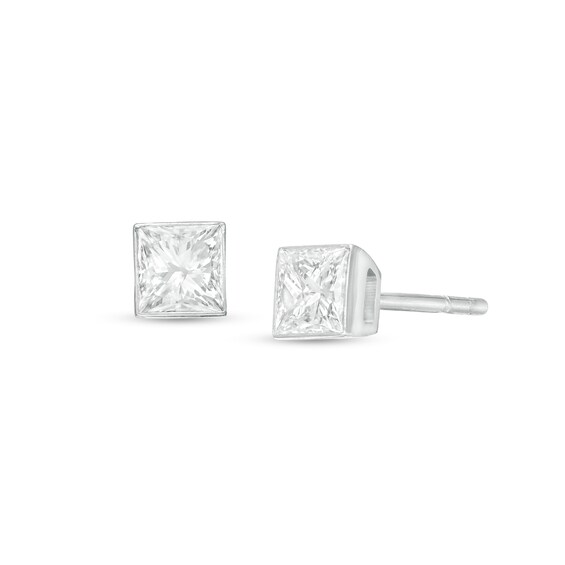 5/8 CT. T.w. Princess-Cut Diamond Solitaire Stud Earrings in 14K White Gold