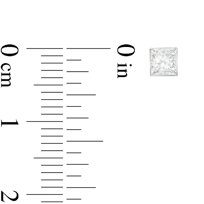 Main Image 3 of 5/8 CT. T.W. Princess-Cut Diamond Solitaire Stud Earrings in 14K White Gold