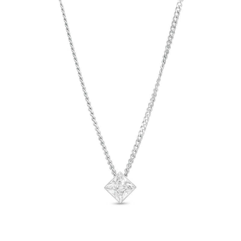 Main Image 1 of 1/5 CT. Princess-Cut Diamond Solitaire Pendant in 14K White Gold