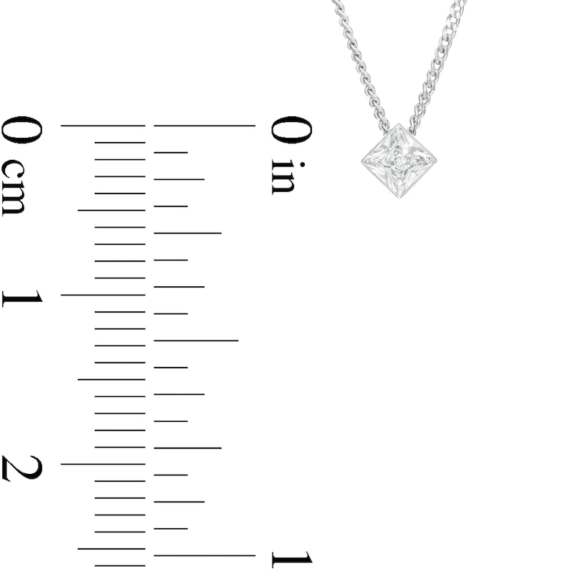 Main Image 3 of 1/5 CT. Princess-Cut Diamond Solitaire Pendant in 14K White Gold