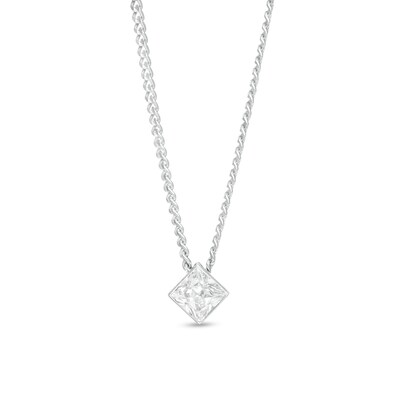 1 10 Ct Princess Cut Diamond Solitaire Pendant In 14k White Gold Zales - Princess Cut Diamond Pendant Designs