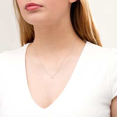 1 10 Ct Princess Cut Diamond Solitaire Pendant In 14k White Gold Zales - Princess Cut Diamond Pendant Designs