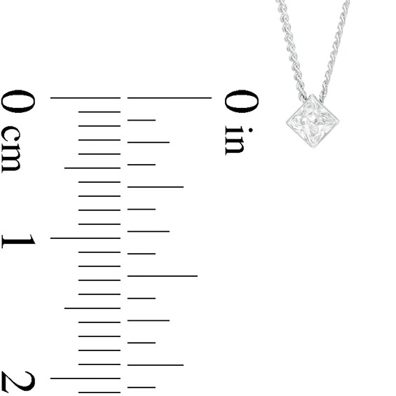 1/10 CT. Princess-Cut Diamond Solitaire Pendant in 14K White Gold