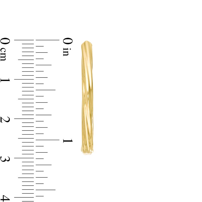 Main Image 3 of 30.0mm Swirl Pattern Rhombus Hoop Earrings in 10K Gold