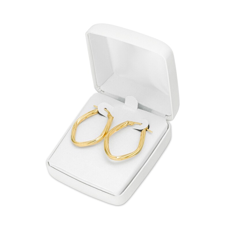 Main Image 4 of 30.0mm Swirl Pattern Rhombus Hoop Earrings in 10K Gold