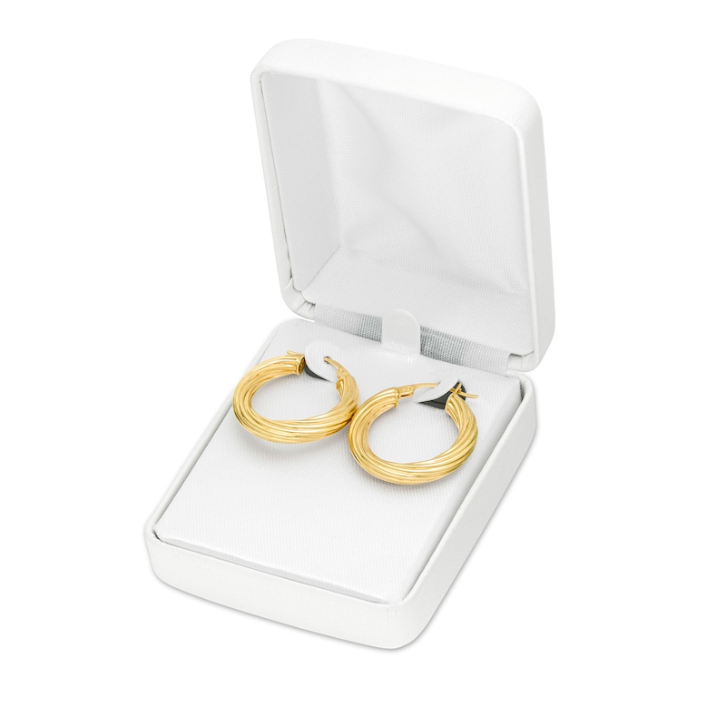 4 x 20.0mm Swirl Pattern Hoop Earrings in 10K Gold