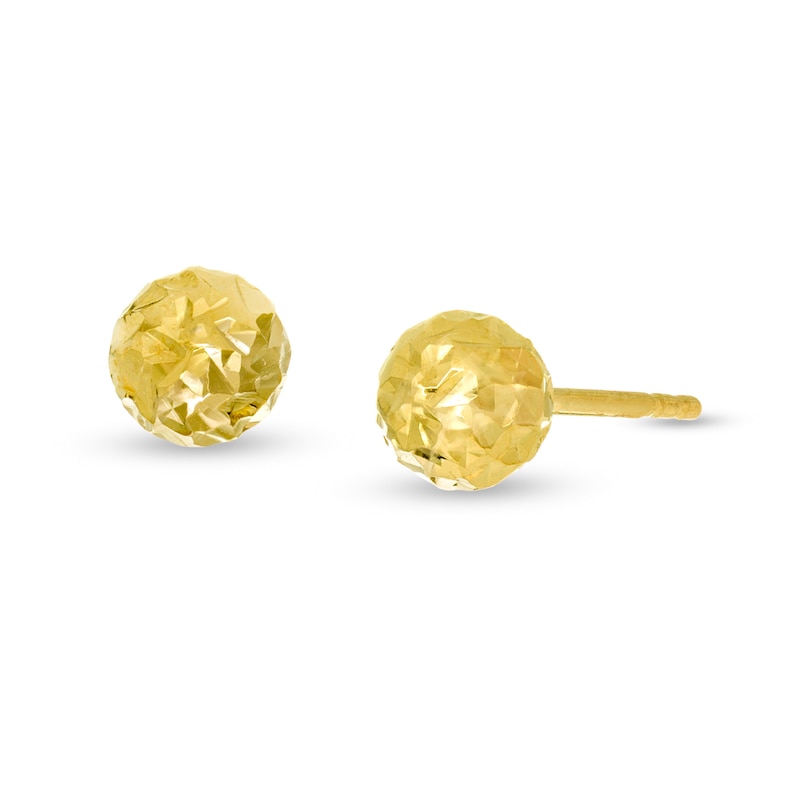 Main Image 1 of Diamond-Cut Ball Stud Earrings in 10K Gold