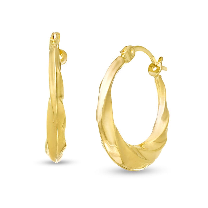 17.0mm Graduated Swirl Pattern Hoop Earrings in 10K Gold