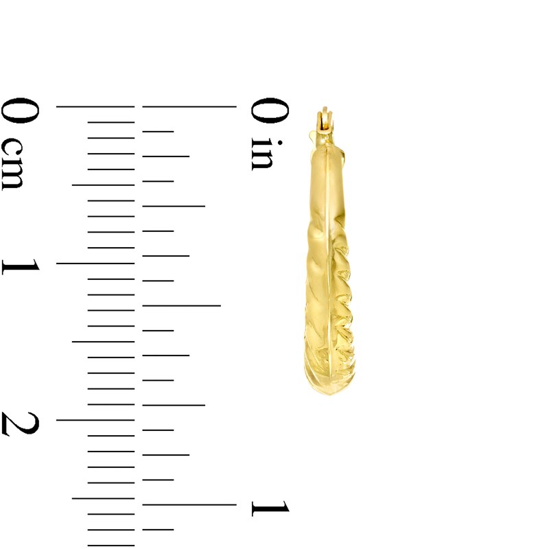 Main Image 3 of 17.0mm Graduated Rope Texture Hoop Earrings in 10K Gold
