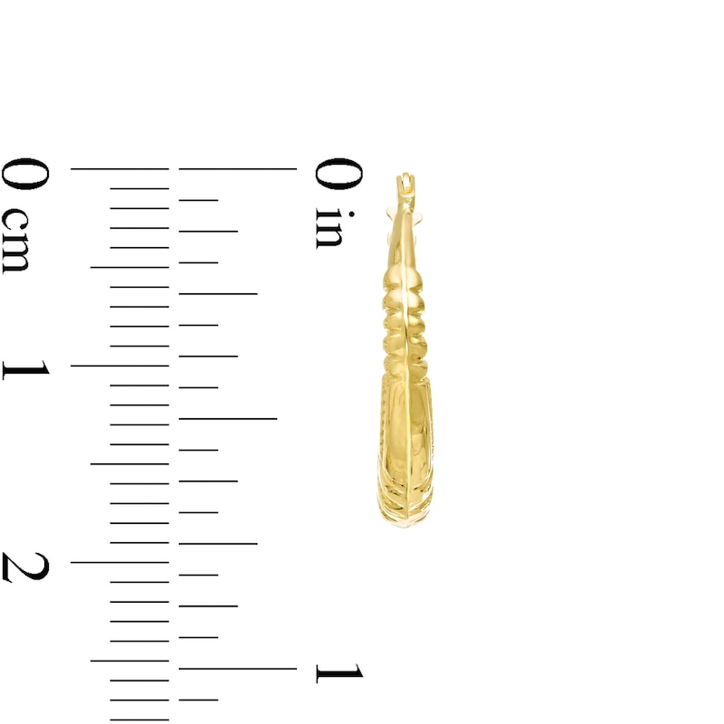 Main Image 3 of 17.0mm Graduated Ribbed Pattern Hoop Earrings in 10K Gold
