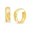 Thumbnail Image 0 of 8.0 x 25.0mm Diamond-Cut Chevron Pattern Hoop Earrings in 10K Gold