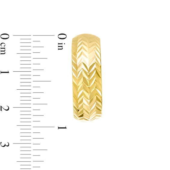 25.0mm Diamond-Cut Chevron Pattern Hoop Earrings in 10K Gold