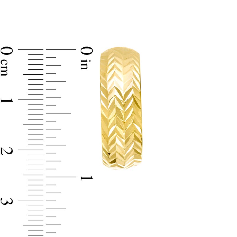 8.0 x 25.0mm Diamond-Cut Chevron Pattern Hoop Earrings in 10K Gold