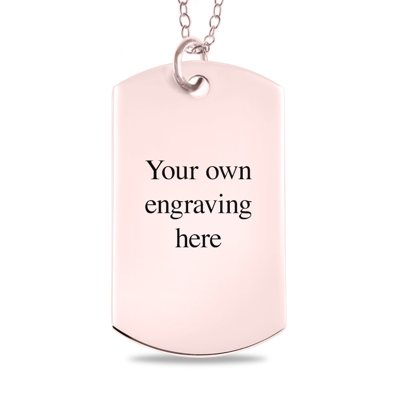 Large Engravable Photo Dog Tag Pendant in 10K White, Yellow or Rose Gold (1 Image and 4 Lines)