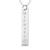 Thumbnail Image 0 of Engravable Name Basketball Vertical Bar Sport Pendant in 10K White, Yellow or Rose Gold (2 Lines)