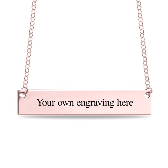 Engravable Name Soccer Ball Bar Sport Necklace in 10K White, Yellow or Rose Gold (2 Lines)