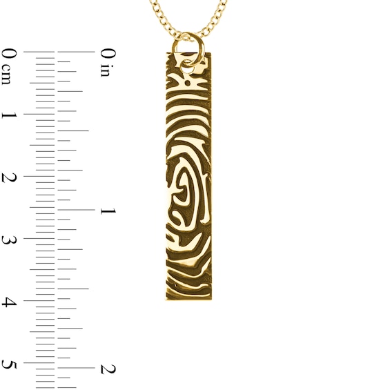 Engravable Print Vertical Bar Pendant in 10K White, Yellow or Rose Gold (1 Line)
