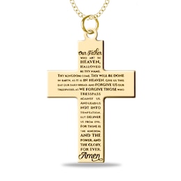 Engravable Lord's Prayer Cross Pendant in 10K White, Yellow or Rose Gold (1 Line)