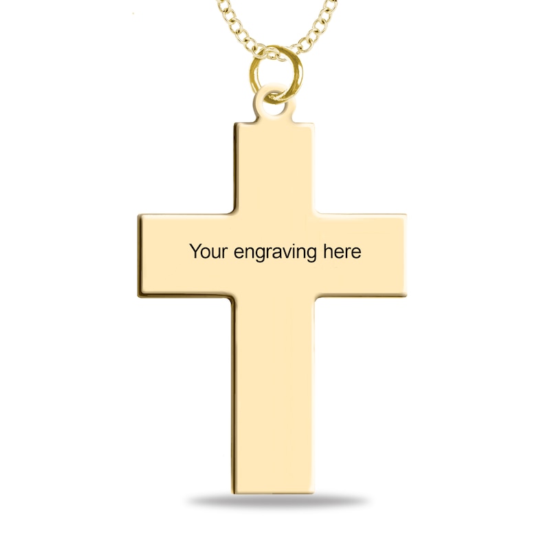 Engravable Lord's Prayer Cross Pendant in 10K White, Yellow or Rose Gold (1 Line)