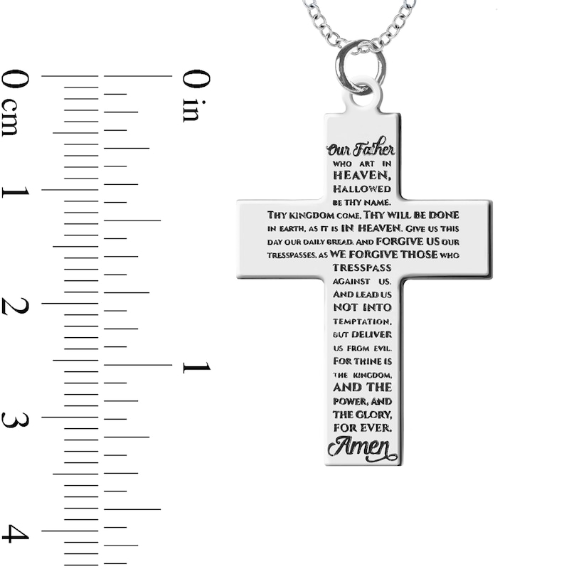 Engravable Lord's Prayer Cross Pendant in 10K White, Yellow or Rose Gold (1 Line)