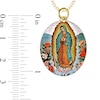 Thumbnail Image 3 of Engravable Enamel Our Lady of Guadalupe Oval Pendant in 10K White, Yellow or Rose Gold (3 Lines)