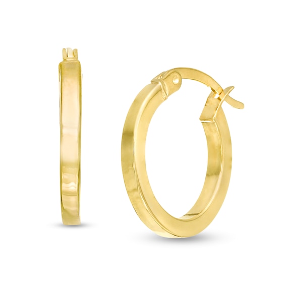2.0 x 15.0mm Square Tube Hoop Earrings in 10K Gold