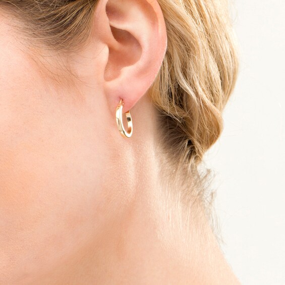 15.0mm Square Tube Hoop Earrings in 10K Gold