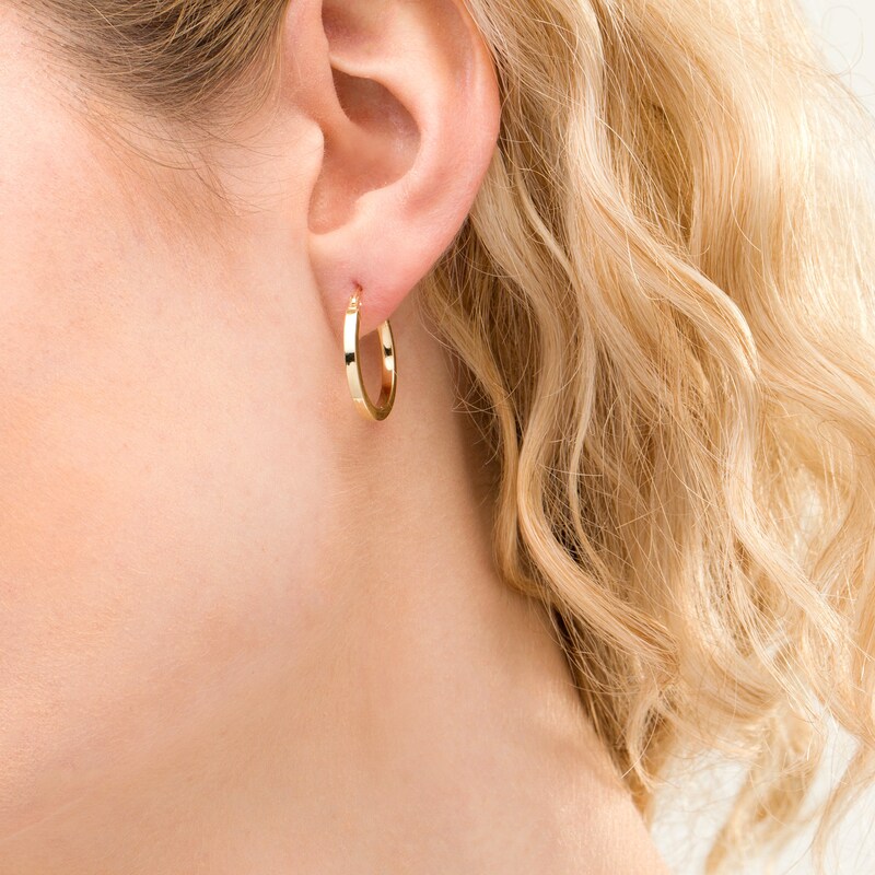 Main Image 2 of 20.0mm Square Tube Hoop Earrings in 10K Gold
