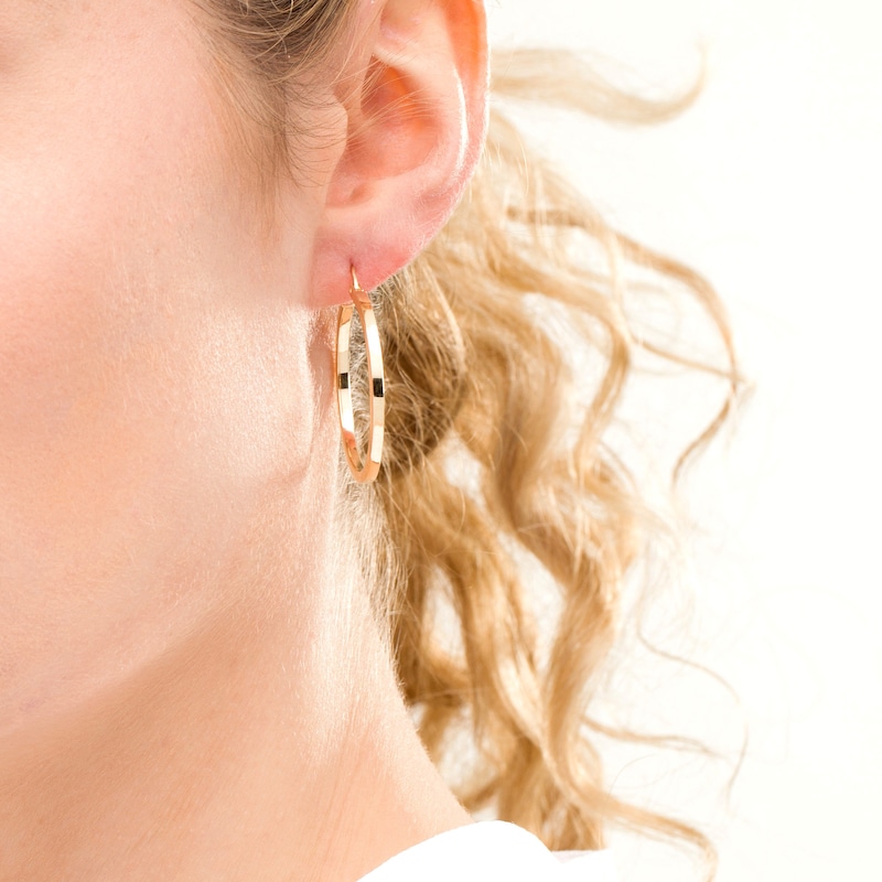 Main Image 2 of 30.0mm Square Tube Hoop Earrings in 10K Gold