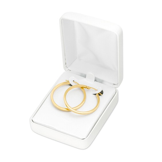 30.0mm Square Tube Hoop Earrings in 10K Gold