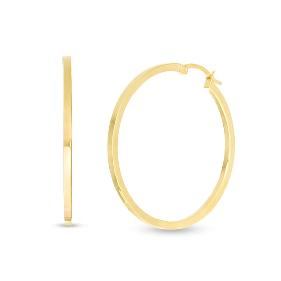40.0mm Square Tube Hoop Earrings in 10K Gold