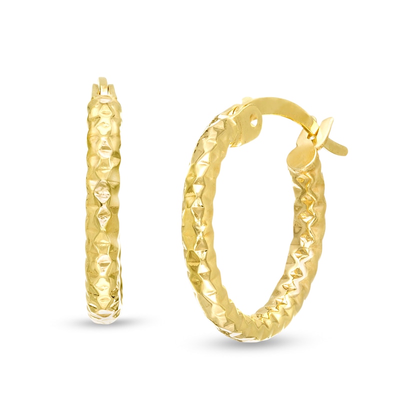 Main Image 1 of 15.0mm Diamond-Cut Tube Hoop Earrings in 10K Gold