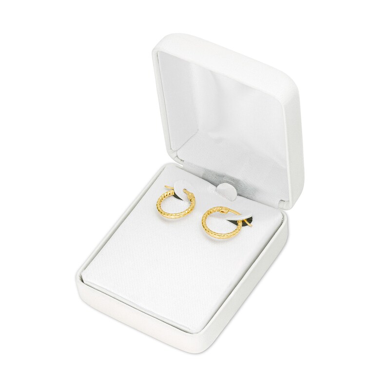 Main Image 4 of 15.0mm Diamond-Cut Tube Hoop Earrings in 10K Gold