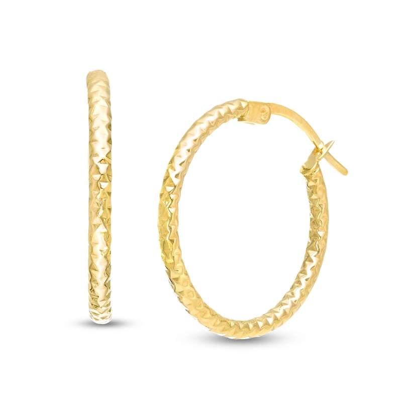 Main Image 1 of 20.0mm Diamond-Cut Tube Hoop Earrings in 10K Gold