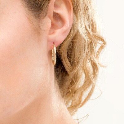 14k Gold White Gold Satin & Diamond-cut 2mm Round Hoop Earrings 2.17 in x 0.08 in 14k Gold White Gold Satin & Diamond-cut 2mm Round Hoop Earrings 2.17 in x 0.08 in