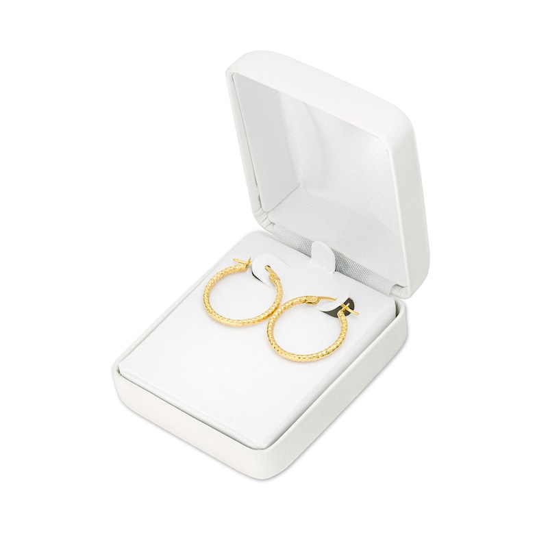 Main Image 4 of 20.0mm Diamond-Cut Tube Hoop Earrings in 10K Gold